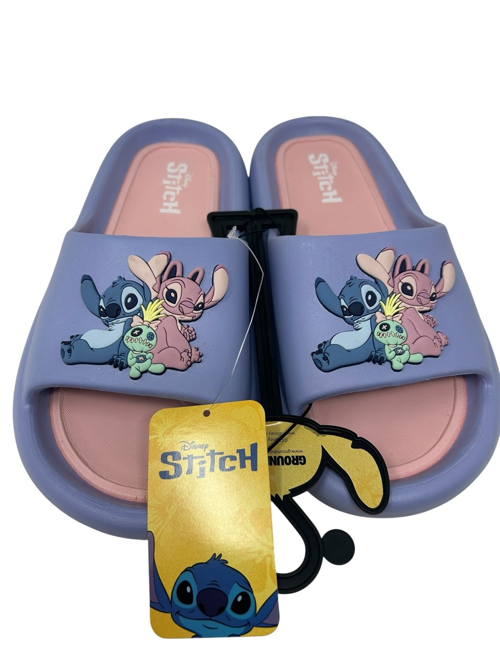 Disney Stitch Blue Women's Slide Sandals - Pink Footbed 10